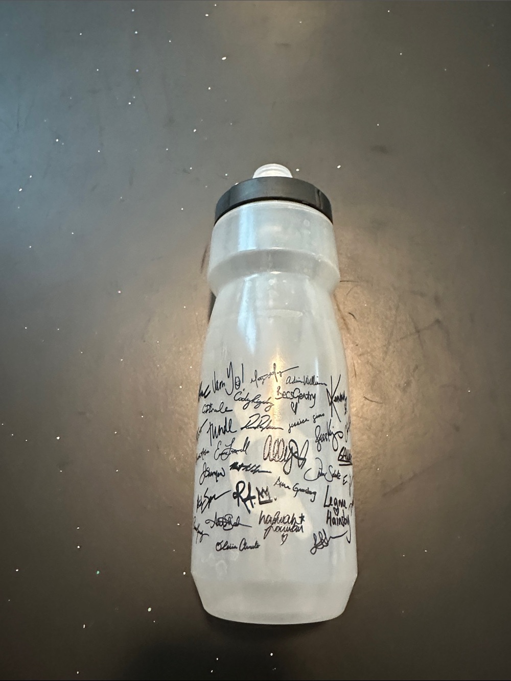 Peloton White Water Bottle with Black Signature Print